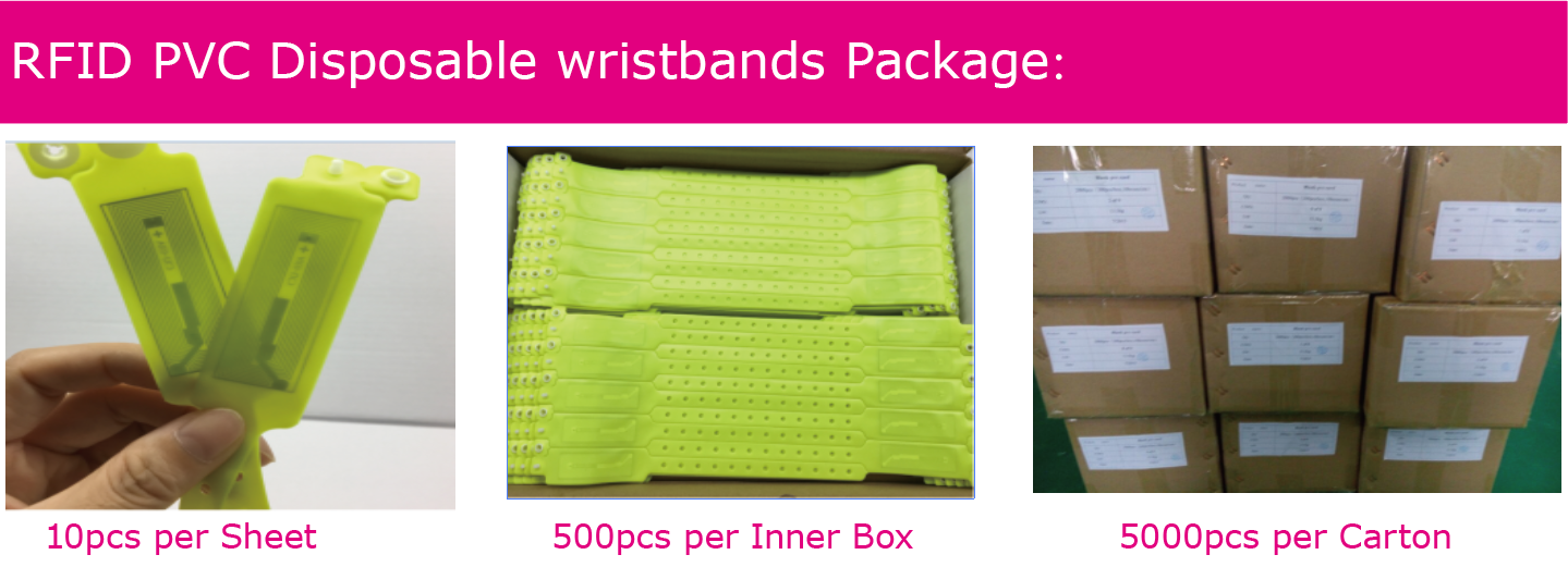 RFID PVC Disposable wristbands Package